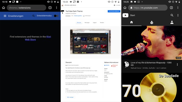 YouTube Dark Theme: Chrome add-on that works well on Android.