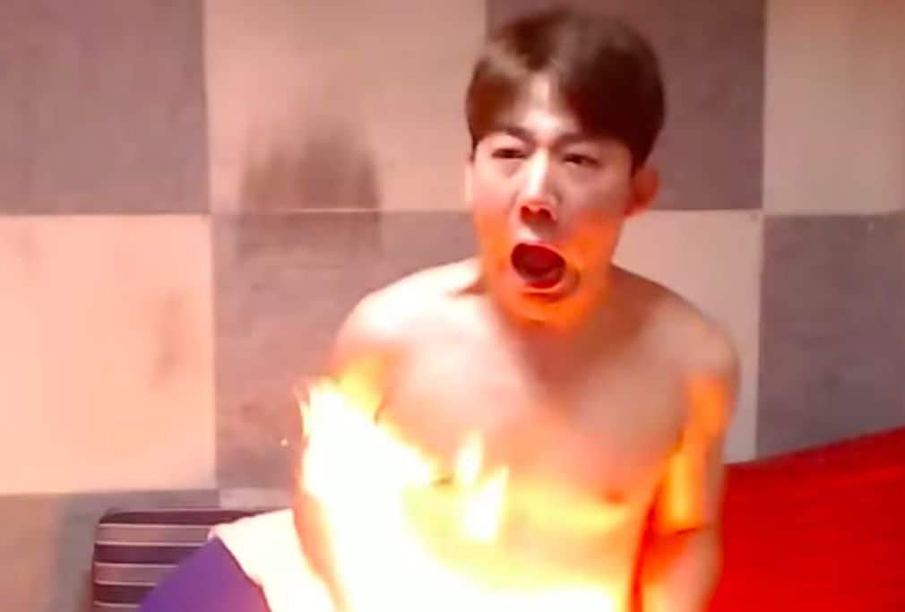 A Korean YouTuber sets himself on fire live in response to a challenge from his followers