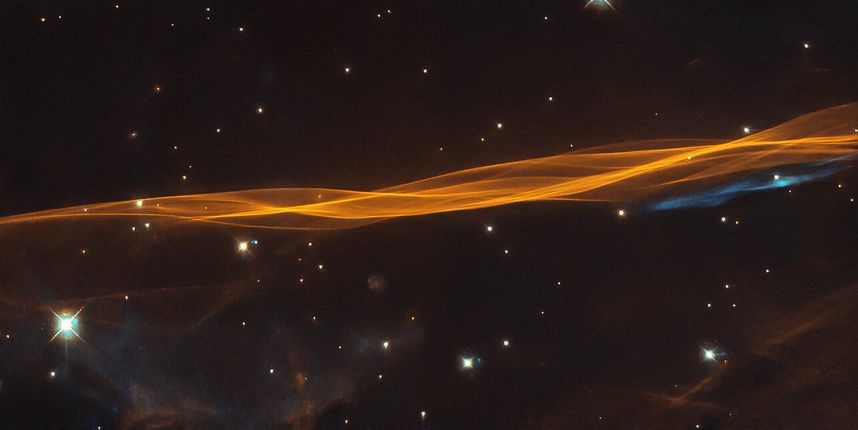 A part of the Cygnus Loop, recorded by the Hubble Space Telescope