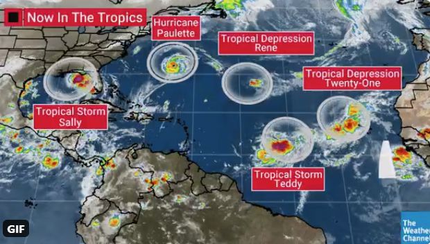 Tropical storm Teddy becomes a hurricane