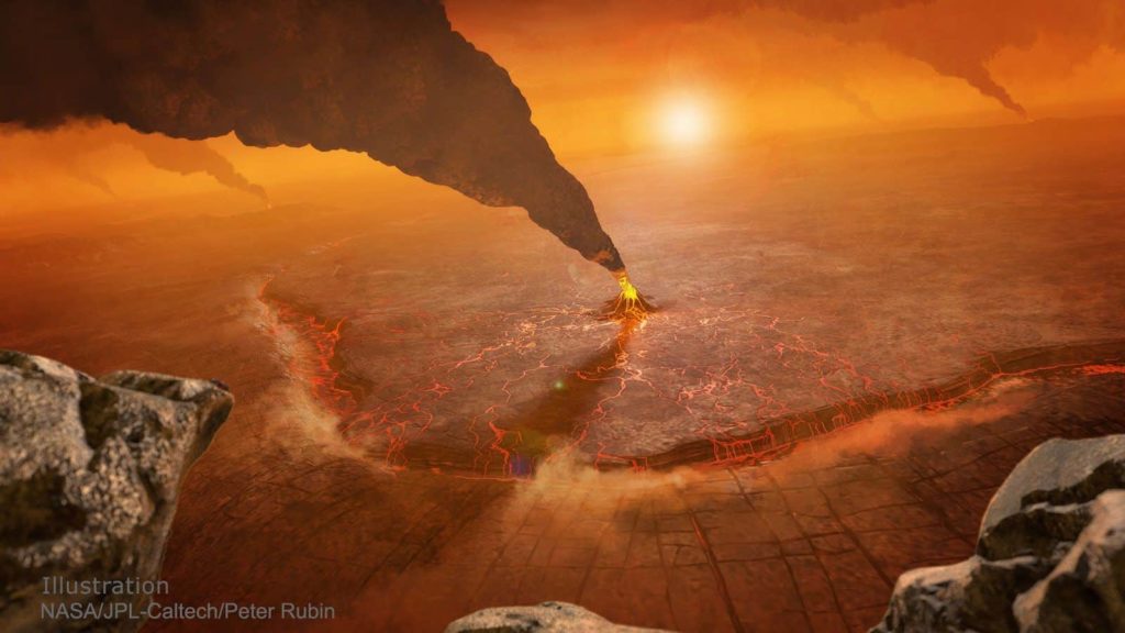 A volcanic eruption on Venus (art illustration)