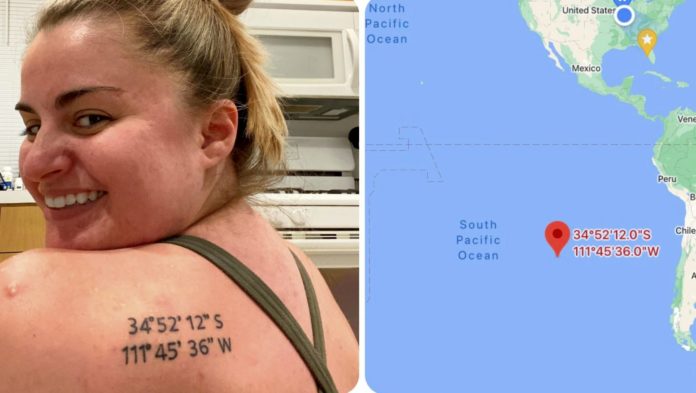 Holidaymaker who got a tattoo to remember her favorite beach gets the wrong coordinates