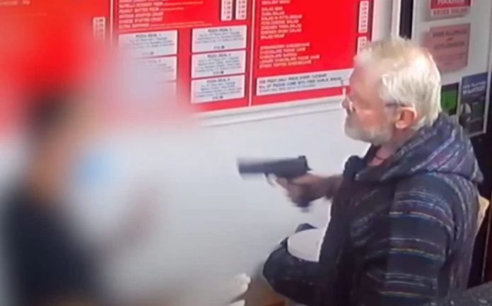 Maskless Man points gun at kebab shop staff after being asked to put on face mask