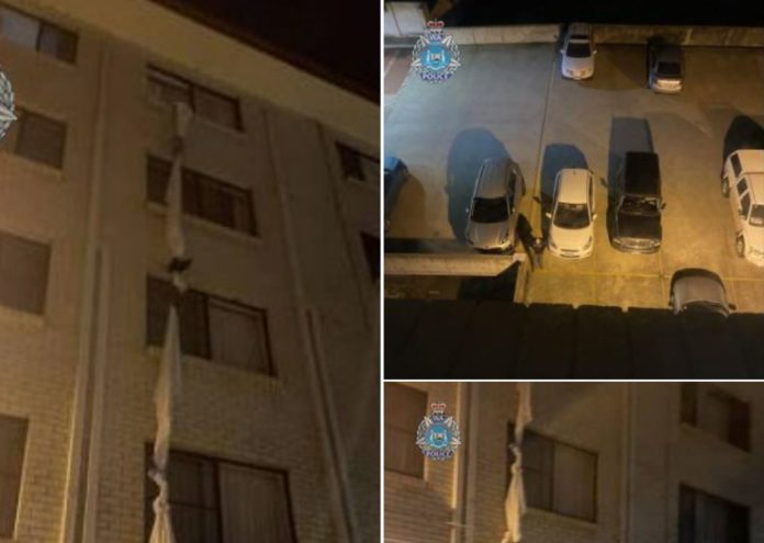Australian escapes from hotel quarantine using bedsheets tied from fourth-floor window