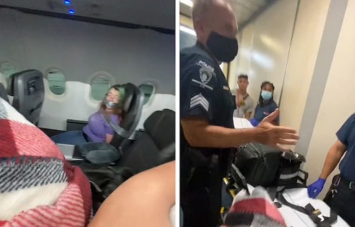 Woman on AA Flight duct-taped to her seat after she tried to open airplane door mid-flight