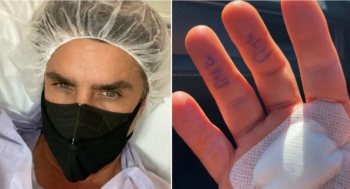 John Stamos returns home and will be back ‘up and drumming in no time’ after hand surgery for tendon condition ‘trigger finger’