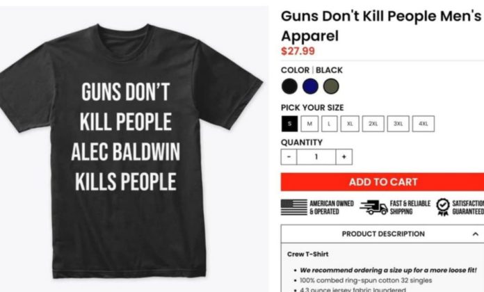Trump's son sells T-shirts accusing Alec Baldwin of murder: photo