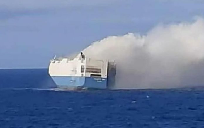Ship carrying thousand of Porsches left adrift in ocean after catching fire