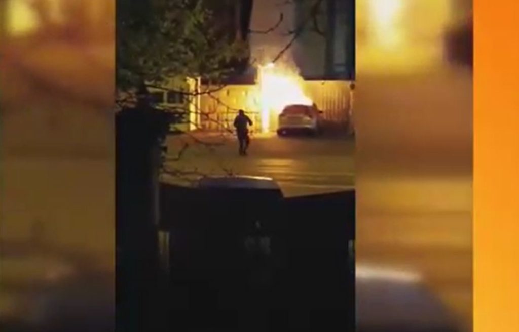 Driver sets himself on fire after crashing into Russian Embassy intentionally