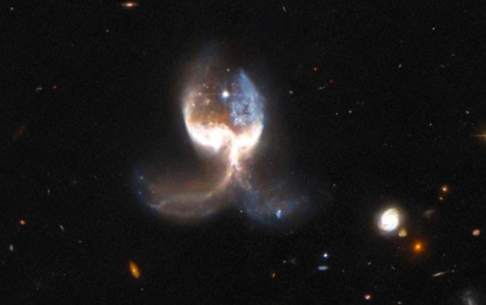 Hubble captures unusual merger of galaxies