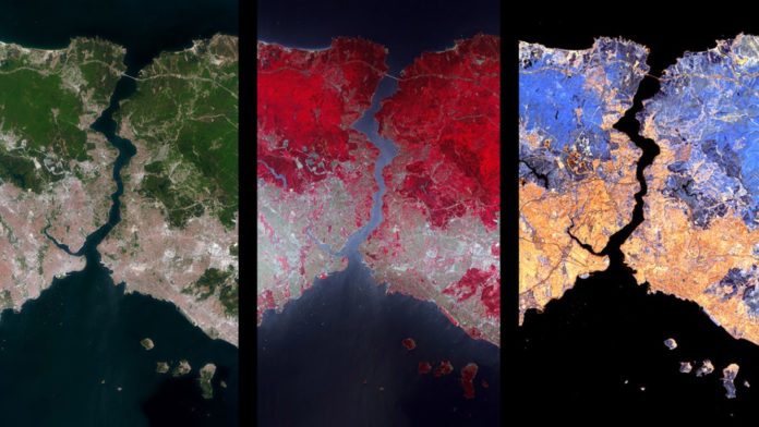 Hyperspectral satellite EnMAP sends its first image: Bosphorus in different wavelengths