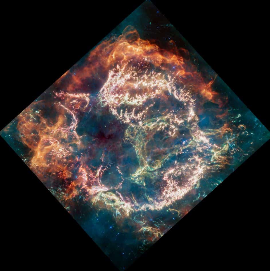 Cassiopeia A's Enigmatic Beauty Captured in James Webb Telescope's Infrared Image